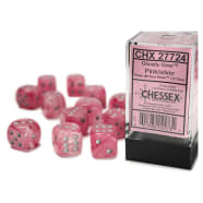 16mm d6 Dice Block: Ghostly Glow Pink w/Silver Thumb Nail