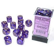 16mm d6 Dice Block: Borealis Luminary: Royal Purple/Gold Thumb Nail