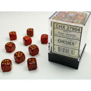 Poly 7 Dice Set: Glitter Ruby w/Gold Thumb Nail