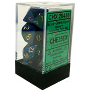 Poly 7 Dice Set: Gemini Blue-Green w/Gold Thumb Nail