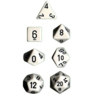 Poly 7 Dice Set: Opaque White w/Black Thumb Nail