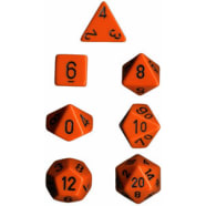 Poly 7 Dice Set: Opaque Orange w/Black Thumb Nail