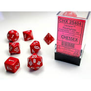 Poly 7 Dice Set: Opaque Red w/White Thumb Nail