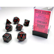 Poly 7 Dice Set: Opaque Black w/Red Thumb Nail