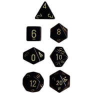 Poly 7 Dice Set: Opaque Black w/Gold Thumb Nail