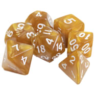 Poly 7 Dice Set: Marble - Gold w/ White Thumb Nail