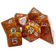 Poly 7 Dice Set: Resin- Orange w/ Gold Foil Thumb Nail