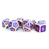 16mm d6 Metal Dice Set: Gold with Purple Enamel (6) Thumb Nail