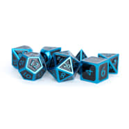 16mm d6 Metal Dice Set: Blue with Black Enamel (6) Thumb Nail