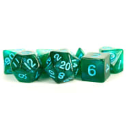 Poly 7 Dice Set: Stardust - Green w/ Blue Thumb Nail