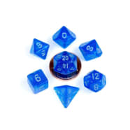 Poly 7 Dice Set: Stardust - Blue w/ Silver Thumb Nail