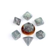 Poly 7 Dice Set: Mini Stardust Gray w/ Silver Thumb Nail