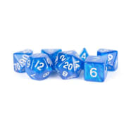 Poly 7 Dice Set: Mini Stardust Blue w/ Silver Thumb Nail