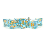 Poly 7 Dice Set: Resin Blue w/Gold Foil Thumb Nail