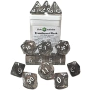 15ct. Dice Set with Arch'd4: Translucent Black Smoke/White Thumb Nail