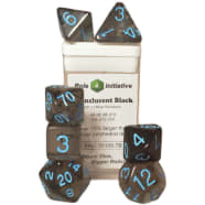 7ct. Dice Set with Arch'd4: Translucent Black Smoke/Light Blue Thumb Nail