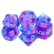 Poly 7 Dice Set: Poetic Doom - Indigo/Violet Swirl Translucent Thumb Nail