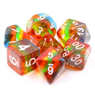 Poly 7 Dice Set: Unicorn Trail Rainbow w/ Glitter Translucent    Thumb Nail
