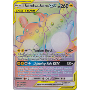 Raichu & Alolan Raichu-GX (Rainbow Rare) - 241/236