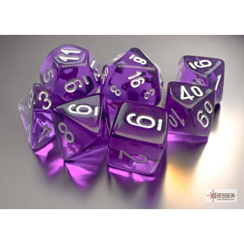 Poly 7 Mini Dice Set: Translucent Purple/White