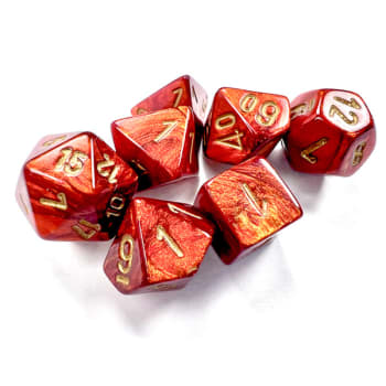 Poly 7 Dice Set: Mini Scarab: Scarlet w/Gold