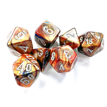 Poly 7 Dice Set: Mini Lustrous: Gold w/Silver