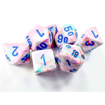 Poly 7 Dice Set: Mini Lustrous: Pop Art w/Blue