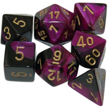 Poly 7 Dice Set: Mini Gemini: Black-Purple w/Gold