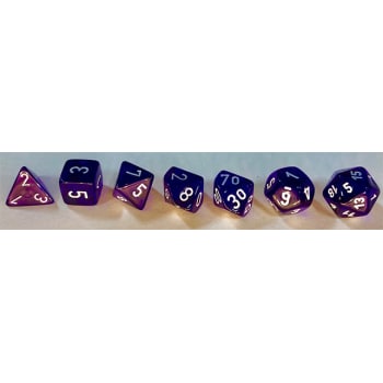 Poly 7 Dice Set: Translucent Purple w/White