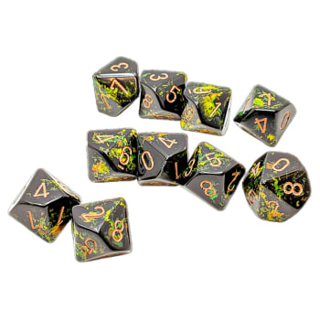 Chessex - Brush Dice 10d10 Die Set - Deep Forest/Bronze