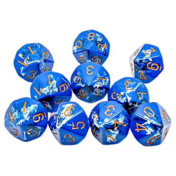 Chessex - Brush Dice 10d10 Die Set - Wavebreak/Gold