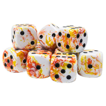 Chessex - Brush Dice 16 mm 12d6 Die Set - Sunrise/Black