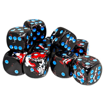 Chessex - Brush Dice 16 mm 12d6 Die Set - Dark Side/Blue