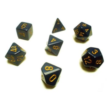 Poly 7 Dice Set: Opaque Dusty Blue w/Copper