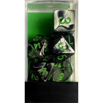 Poly 7 Dice Set: Gemini Black-Grey w/Green