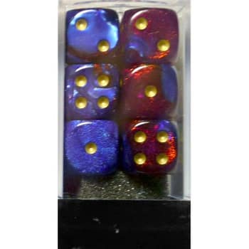 16mm d6 Dice Block: Gemini Blue-Magenta w/Gold