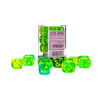 16mm d6 Dice Block: Gemini Luminary Green-Teal/Yellow