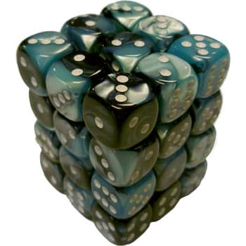 12mm d6 Dice Block: Gemini Black-Shell w/White