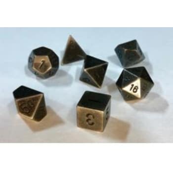 Poly 7 Metal Dice Set Old Brass W Black