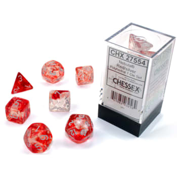 Poly 7 Dice Set: Nebula Luminary Red w/Silver