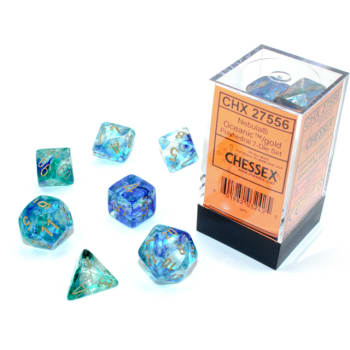 Poly 7 Dice Set: Nebula Luminary Oceanic w/Gold