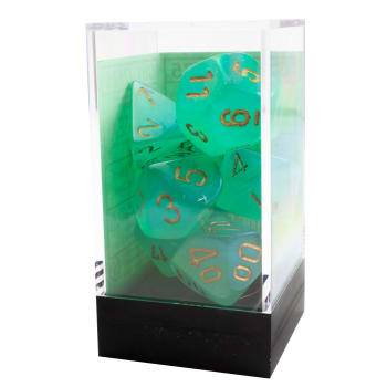 Chessex - Poly 7 Dice Set - Borealis Luminary Light Green/Gold