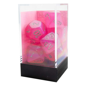 Poly 7 Dice Set: Borealis Luminary: Pink/Silver