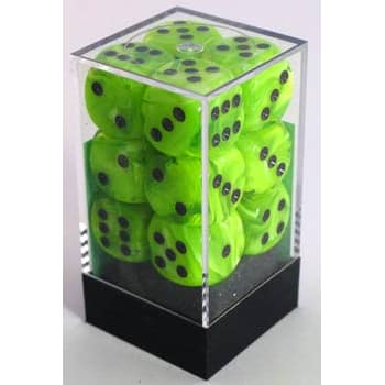 16mm d6 Dice Block: Vortex Bright Green w/Black