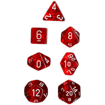 Poly 7 Dice Set: Translucent Red w/White