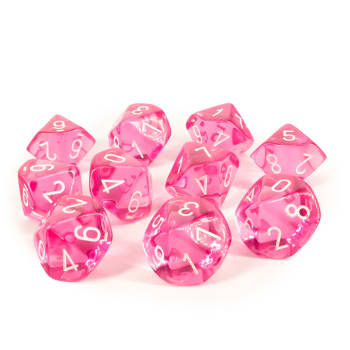 Lab Dice Translucent: 10 Die Set - Pink/White