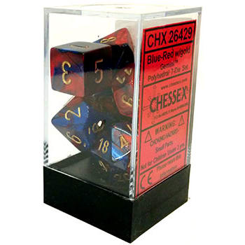 Poly 7 Dice Set: Gemini Blue-Red w/Gold