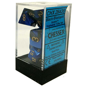 Poly 7 Dice Set: Gemini Black-Blue w/Gold