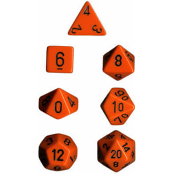 Poly 7 Dice Set: Opaque Orange w/Black