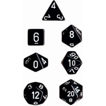 Poly 7 Dice Set: Opaque Black w/White